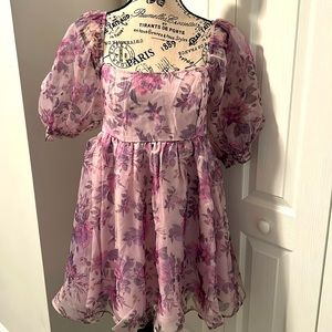 Purple floral baby doll dress